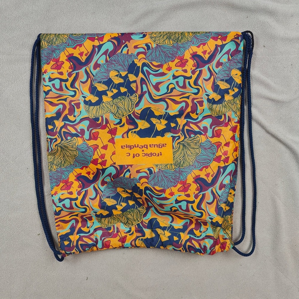 Agua Bendita x Tropic of C Tote Bag Psychedelic Mushroom Leaf Print Drawstring - Picture 5 of 7
